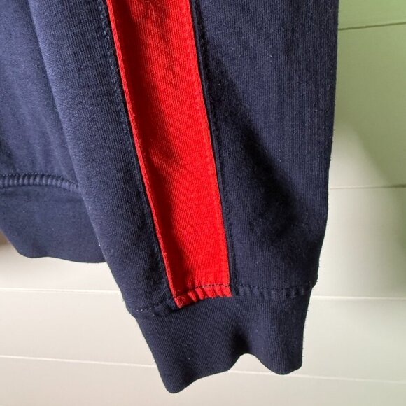 VTG Polo Ralph Lauren Men's Navy w/ Red Stripe Fleece Full Zip Up Sz Large - Picture 4 of 7